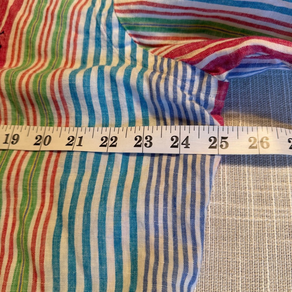 Polo Ralph Lauren Mens Large 100% Linen Multi Color Striped Button Down Shirt - Picture 6 of 7